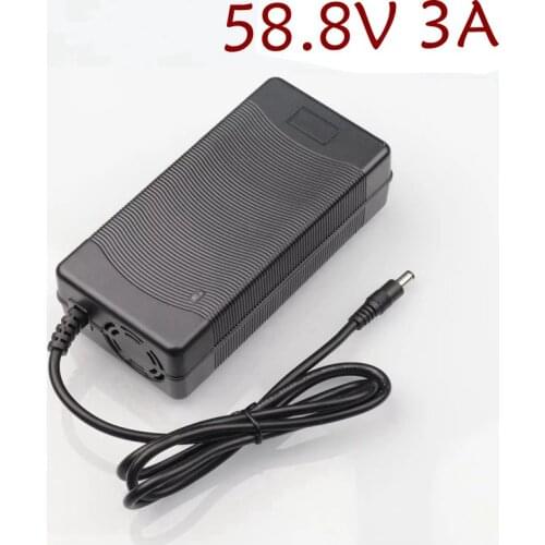 58.8V 3A Lithium Charger 51.8V, 52V 14S Li-Ion Electric Bicycle Scooter Battery Charger with Fan