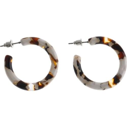 3cm Geometric Acrylic Fashion acetic aicd Round Resin Leopard Dangle Womens earrings