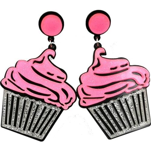 Lovely Pink Ice Cream Big Drop Earrings Personality Funny Food Long Dangle Earring For Women Girl Kid Fashion Jewelry Pendientes