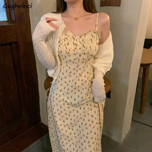 Sets Women Dresses Tender Floral Summer New Thin Sun-proof Empire Loose Mid-calf Maxi Female Leisure Casual All-match Outfits