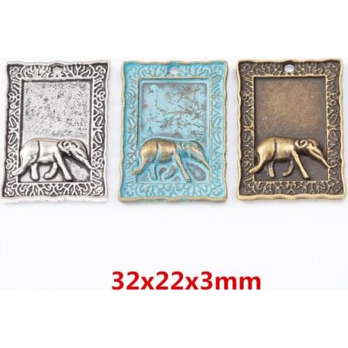 10 pieces of retro metal zinc alloy elephant pendant for DIY handmade jewelry necklace making 7487