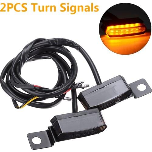 2pcs 12V 2W Amber LED Motorcycle Scooter Turn Signal Light Smoker Lens Flowing Water Flashing Indicator Lamp 8mm Bolt Hold