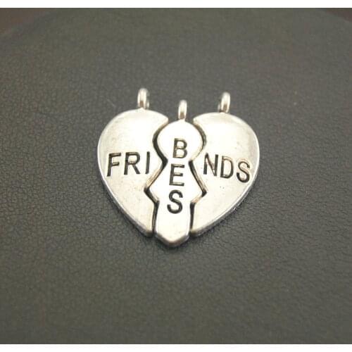 20Pcs Silver Color Heart Broken Best Friends Charms Finding Jigsaw Puzzle Piece Pendant Necklaces Jewelry 22x24mm A922