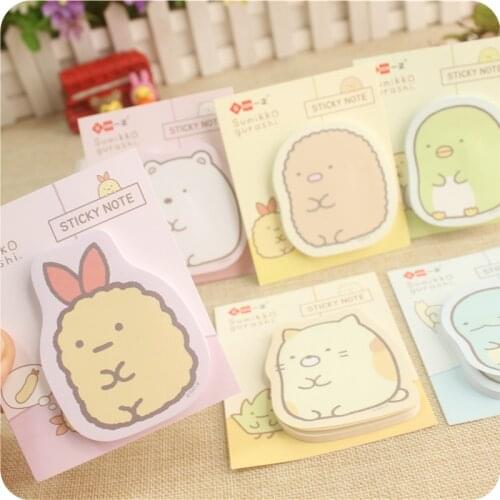 50 Sheets Cartoon sumikko gurashi notebook Cute Cat Sticky Notes Multi Folding Writing Pads Label Mark Kawaii School Supply