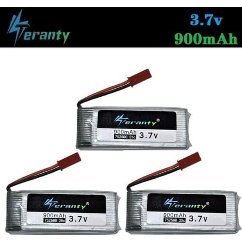 900mah 3.7V Rechargeable Battery For X5 X5C 8807 8807W A6 A6W M68 Rc Drone Spare Parts Accessories 3.7v lipo battery 752560 3pcs