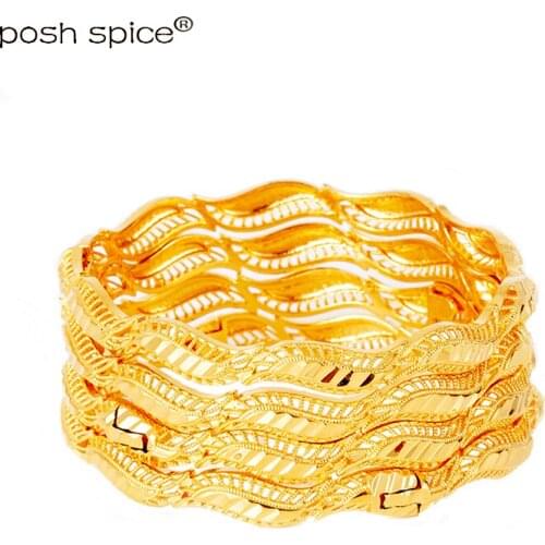 Dubai Bangles for Women Bridal Jewelry Indian Bracelets Arabic Bangles with Charm African Gold Leaves Bracelets&Bangles