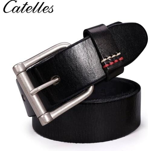 Brand Catelles Formal Leather Belt Waist Metal Pin Buckle Four Color Men Belt