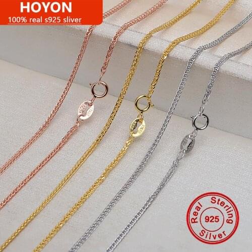 Genuine 18K Yellow Gold White Gold Rose Gold Necklace S925 Sterling Silver Neck Chain 32/28/24/22/18/16inches Necklace Pendant