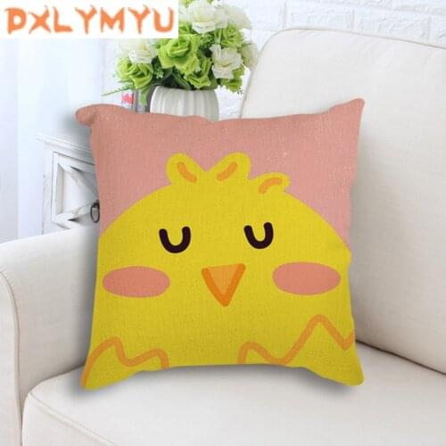 Throw Pillow Case Cartoon Animal Bear Pig Cat Printed Linen Cotton Decorative Cushion Cover Sofa Home Decor Square Pillowcase