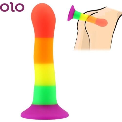 OLO Colorful Dildo with Suction Cup Fake Penis Sex Toys For Women Adult Products Soft Silicone Anal Dildo Vagina Stimulator