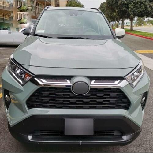 For Toyota Rav4 Hybrid XA50 2019 2020 ABS Chrome Front Center Mesh Grille Cover Radiator Strip Trim Decoration Car Styling