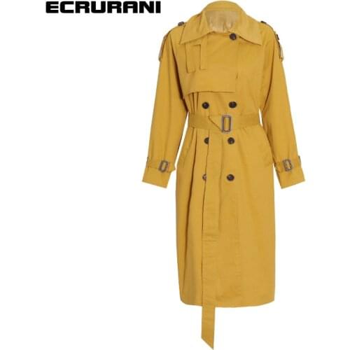 Женские двубортные тренчи ECRURANI China At AliExpress