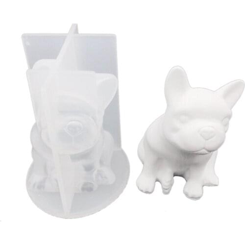 French Bucket Dog Concrete Silicone Mold Geometric Pet Animal Handmade Decorative Clay Cement Plaster Handmade Mold