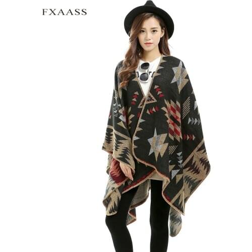 FXAASS New Autumn/Winter Shawl Fashion Poncho Women Scarf for Lady Luxury Blanket Cashmere Scarves Warm Pashmina Wholesale Cape