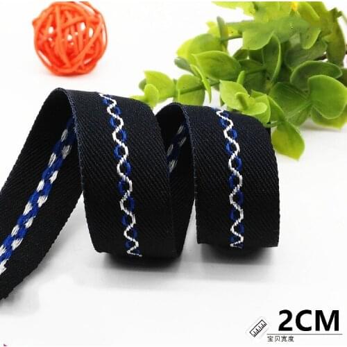 Hot sale (1 meter/lot) 20MM Navy blue waves grosgrain ribbon DIY handmade Sewing clothing accessories backpack decorative belts