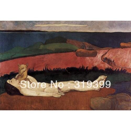 Paul Gauguin Oil Painting Reproduction on Linen canvas,La Perte du pucelage,100%handmade,Free DHL Shipping,Museum Quality