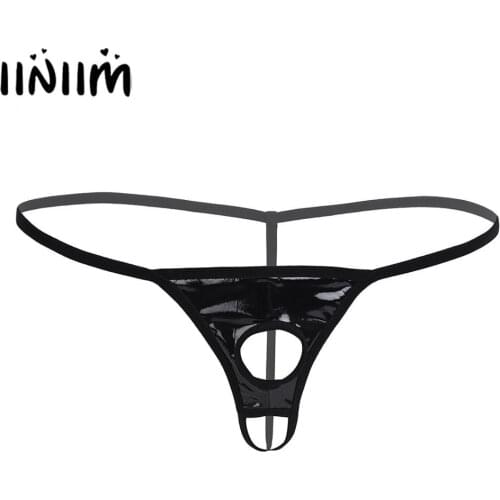 Iiniim Mens Male Lingerie Gay Panties Jockstraps Pouch Bikini Sexy Crotchless T-Back Sissy Underwear Underpants with Penis Holes
