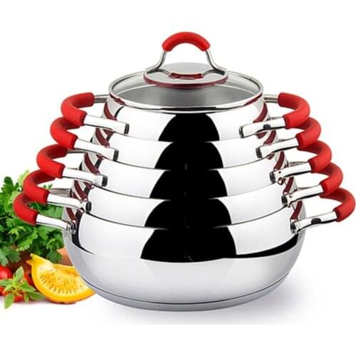 Olympus Plus Red Stainless Steel 10 Piece Cookware Set