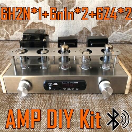 Desktop Power Amplifier Bluetooth Vacuum Tube 6N2 or 6H2N 6n1n 6Z4 Home HiFi Audio Amplificador Finished Non-Product DIY Kit