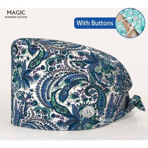 New Laboratory Work Cap Cartoon Printing Cotton Caps Pet Grooming Working Unisex Wholesale Doctor Nurse Scrubs Comfortable Caps