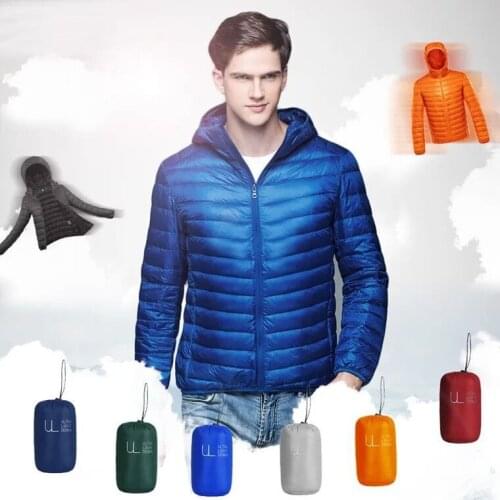 Autumn Winter Mens Duck Down Jacket Ultra light Men Coat Waterproof Down Parkas Fashion Mens Collar Outerwear Thin Coat