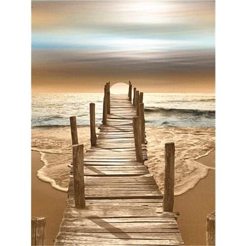 Landscape Sunset Sea Pre-Printed 11CT Cross Stitch DIY Embroidery Patterns DMC Threads Hobby Craft Handicraft Sewing Stamped