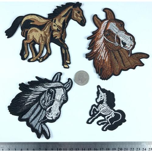 PGY 1PCS Wild horse Animal Embroidery Iron On Patches For Clothing Applique DIY Hat Coat Dress Accessories Cloth Sticker