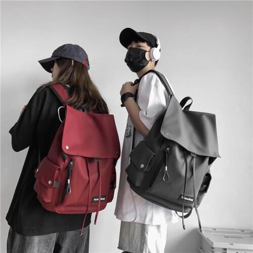 Casual Drawstring Flip Men Backpack Large Capacity Oxford Travel Back Pack Bags for Women 2021 School Bag Teenager Students Bags