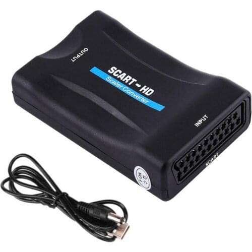 FHD 1080P SCART To HDMI-compatible Audio Video Upscale Converter AV Signal Adapter for HD TV DVD for Sky Box STB Television