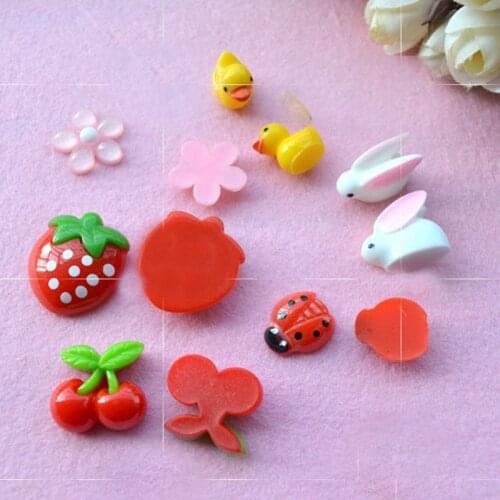 Multicolor 6 design mixed mode optional cute little animal insect resin accessories Flowers Diy Phone decoration 12pcs 004004039