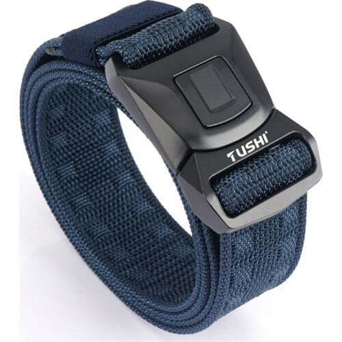 New Men Jeans Belt Alloy Pluggable Buckle Quick Release Real Nylon Durable Thick Tactical Designer Belts 125cm Adjustable Straps