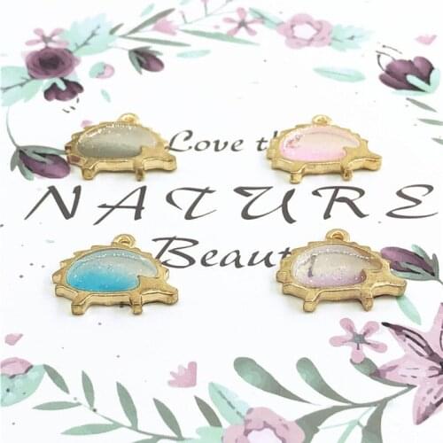 10pcs/lot New Arrival Pearlescent Color Hedgehog Charms 21*16mm Alloy Metal Enamel Charm Pendants For Jewelry Making XL597