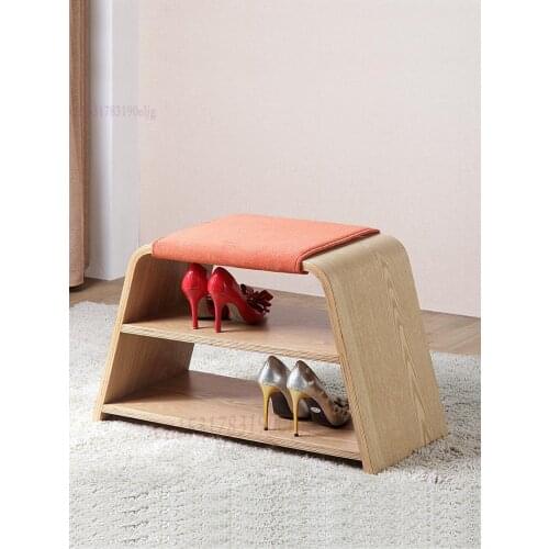 Nordic Creative Home Shoe Change Stool Modern Minimalist Solid Wood Entrance Door Can Sit Multifunctional Corner Home Storage Sh