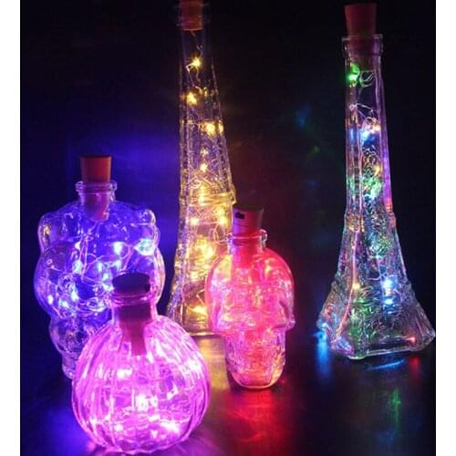 2M 20LEDs LED String Lights Battery Powered Wine Bottle Lights Copper Wire Colorful Fairy Lights Wedding Party Indoor Decoration