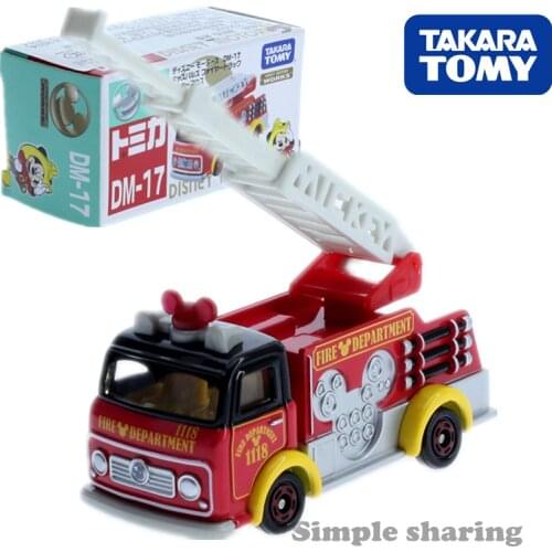 Takara Tomy Tomica Disney Motors DM-17 Mickey Mouse Fire Truck Model Kit DieCast Miniature Car Collectibles Funny Baby Toys