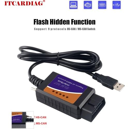 V1.5 Elm327 Forscan obd2 adapter For Ford Mazada Lincoln Flash Hidden function obd2 Code scanner elm327 USB V1.5 With 25k80 chip