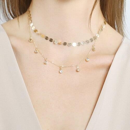 Gorgeous Sparkly Sequin Necklace Choke Double Necklace Jewelry for Bridal