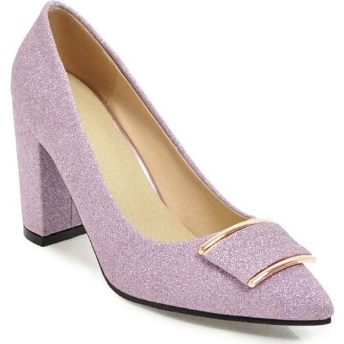 The spring of 2018 the new sexy pointed high-heeled party thick with sparkling wedding shoe 32 single shoes 18329-43