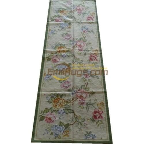 Vintage Royal Design With Floral Embroidery Points woven floor Rectangular Wool Knitting runner Carpets