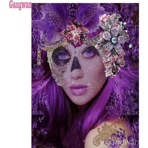 Stitch cross diamond mosaic mask venice carnival decor Diamond Painting Full Square round drill diamond embroidery sale woman