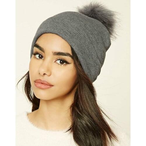 Women girl Winter knit hat Womens Hats fleece lined crochet Skullies Beanies Cap Pompon Fur Female Warm Caps Thick Warm Solid C