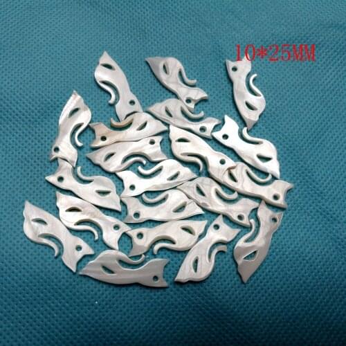 Wholesale 10 Pieces 10*25mm White Mother of Pearl Shell Fox Pendant for Diy Jewelry Accessories