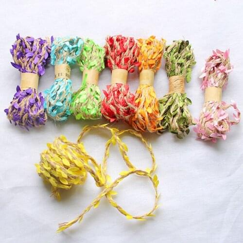 5M Jute Rope Leaf Shaped Ribbon DIY hand-woven Craft Gift bouquet packaging Home Wedding Party Decoration Ribbon Supplies