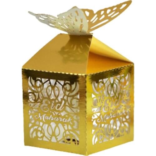 50Pcs Eid Mubarak Butterfly Favors Candy Boxes Ramadan Kareem Gift Boxes DIY Islamic Muslim Happy al-Fitr Eid Party Home Decor