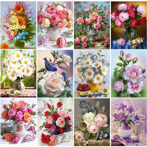 PDMDOG Diamond Painting Full Square/Round Drill 5D DIY "Flower vase landscape" Daimond Embroidery Rhinestone Cross Stitch Decor