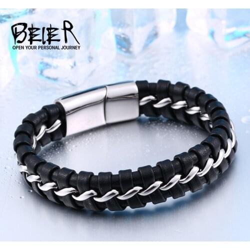 Beier Genuine Cowhide Bracelet Classic styles for men and women Buddha Bracelet trendy fashion personality jewelry BC-L021
