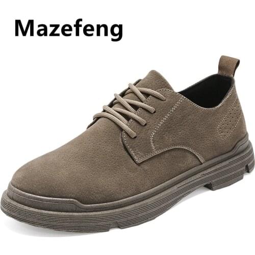 Mazefeng Walking Boots Men 2021 Spring & Autumn Casual Boots Shoes Men Comfy Outdoor Fashion Shoes Man Leather Classic Men Boots