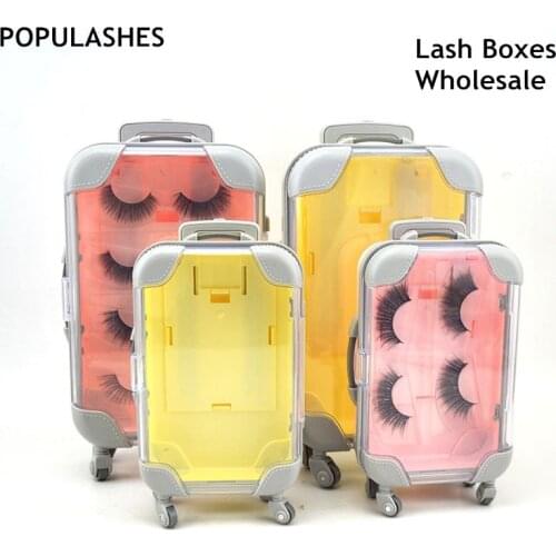Mini Suitcase Luggage Lash Box Packaging Mink lashes Empty Case with tray Rectangle Eyelash Boxes Packaging Makeup Storage Box