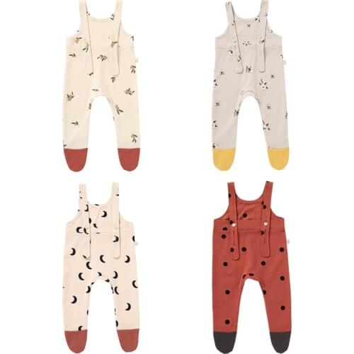 Baby Clothes Newborn Girl Jumpsuit Kids Foot-wrapped Trousers Toddler Costume Strap Overalls With Suspenders Cotton Siamese New