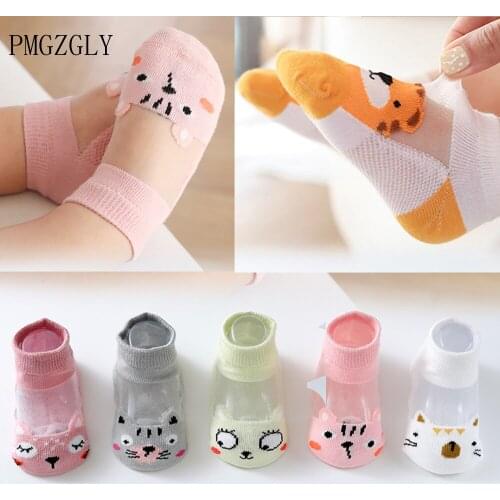 Kids Socks Mesh Summer Thin 5 Pairs/set Breathable Cotton Cartoon Animal Decor Infant Children clothes 0-6 Year Boys Girls Socks